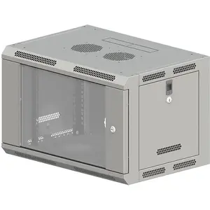 Network cabinet Q-LANTEC wall-mounted 19" 9U — model SW-9U-600-500-N-DSJ-OP-RP-B-S
