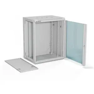 Wall-mounted 19" Network Cabinet Alantec SW-15U-600-450-01-SF 15U 600x450 mm, single glass door, removable full rear and side panels, lockable, grey