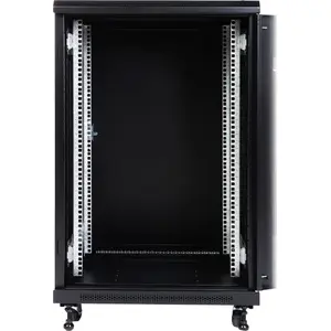Network rack cabinet Delta EPRADO-R19-18U/600FW-BLUE — 18U 19" standing cabinet, 600 mm depth, front window, blue