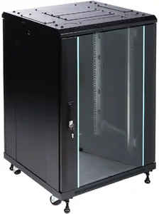 Network rack cabinet Delta EPRADO-R19-18U/600FW-BLUE — 18U 19" standing cabinet, 600 mm depth, front window, blue