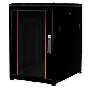 Network Cabinet ROLINE 19-inch Pro 16U, 600x800 mm, glass door, black, IP20