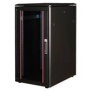 Network cabinet ROLINE 19-inch Pro 22U, 600x800 mm, 740 mm mounting depth, IP20, glass door, black