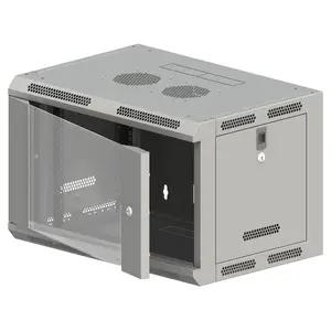 Wall-mounted network rack Q-LANTEC SW-9U-600-600-N-DSJ-OP-RP-B-S — 9U, 570×600×500 mm, IP20, key lock, grey