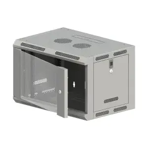 Wall mounted rack Q-LANTEC SW-6U-600-600-N-DSJ-OP-RP-B-S — 6U, 570×600×370 mm, 19" grey