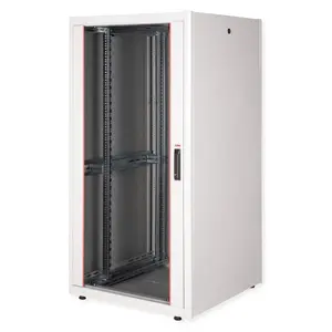 Tīkla skapis ROLINE 19" Basic 32U, 800x800 mm, 32U, IP20, 600 kg ietilp., stikla durvis, pelēks