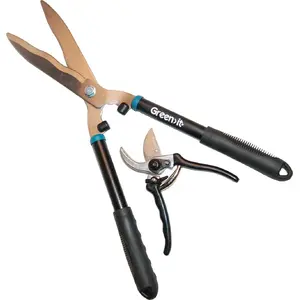 Hedge shears and pruning shear set Home It Green — wave blade hedge shears and curved pruning blade