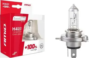 Halogen headlight bulbs Amio H4 12V 60/55W LumiTec SILVER +100% DUO BOX