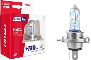 Halogen Bulb Set H4 12V 60/55W Amio LumiTec LIMITED +130% DUO BOX