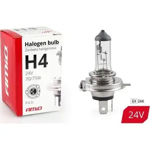 Halogen headlight bulb Amio H4 24V 70/75W with UV filter (E4)