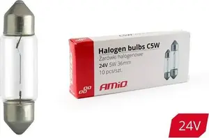 Halogen Festoon Bulbs Amio C5W 36mm 24V – pack of 10