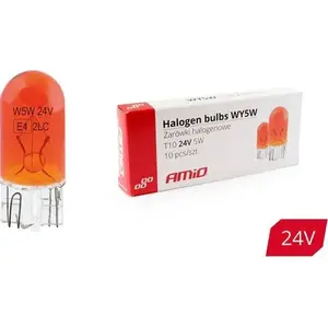 Halogen bulb AMiO WY5W T10 5W W2.1x9.5d Amber 24V 10 pcs