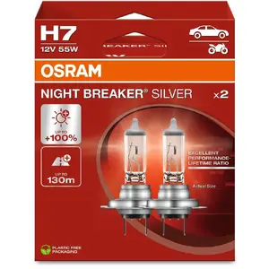 Halogen headlight bulb Osram Night Breaker Silver H7 (pair) for passenger cars