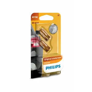 Conventional Interior and Signalling Bulb Philips Vision 12396NAB2 12 V 5 W W5YW (base W2.1x9.5d) pack of 2