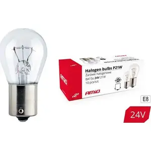Halogen Bulbs P21W BA15s 24V, Amio, pack of 10