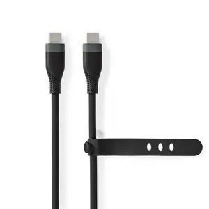 USB C to USB C cable Nedis CCGB60820BK15, USB 2.0, 1.5 m, black, nickel-plated contacts
