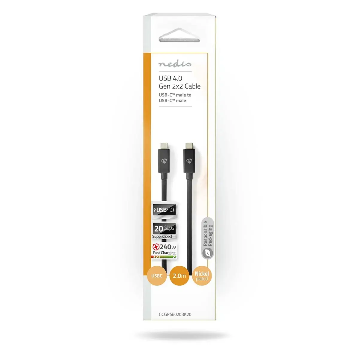 Nedis USB-C кабель CCGP66020BK20 — USB4 Gen 3x2, 2 м Photo 3