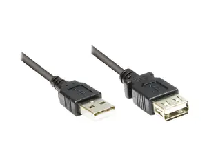 USB A to USB A cable Alcasa 2511-OF03S, USB 2.0, 0.3 m, black