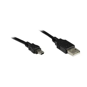 USB cable Alcasa USB 2.0 A to Mini‑USB B, 0.15 m, black