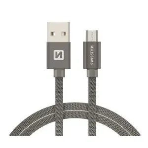 USB kabelis SWISSTEN 71522202 — USB A uz Micro-USB B, USB 2.0, 1.2 m, pelēks