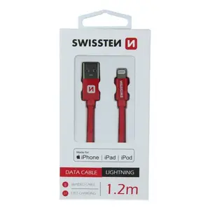 USB A to Lightning cable SWISSTEN 71524206, 1.2 m, red, 3 A, MFi