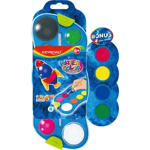 Akvareļu krāsu komplekts PBS Connect 12+4 krāsas ar otu KEYROAD (KR971611)