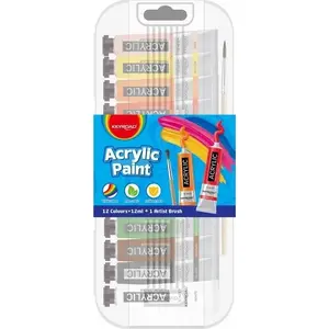 Akrila krāsu komplekts Keyroad KR972962 — 12 tūbiņas × 12 ml, maisījuma krāsas