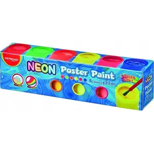 Plakātu krāsas Keyroad 6×22 ml neona komplekts — jauktu neona krāsu komplekts kastē