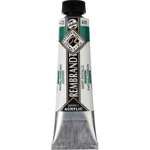 Acrylic paint tube Artequipment Rembrandt Phthalo Green 675 — artist-grade pigment, 40–60 ml