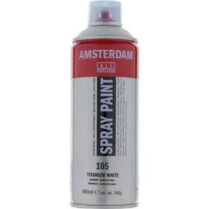 Aerosola krāsa Talens Amsterdam 17161050 — ūdens bāzes, balta, 400 ml