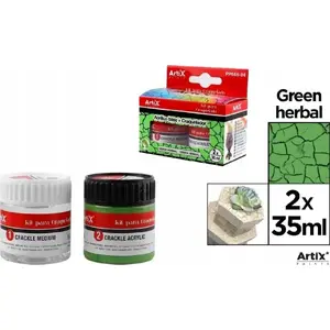 Akrila krāsu un plaisāšanas līdzekļa komplekts TEKA 609487 — tumši zaļa, 2×35 ml