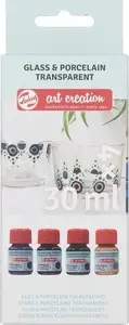 Stikla un porcelāna krāsu komplekts Artequipment TALENS 4 x 30 ml — zilu toņu