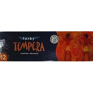 Tempera krāsu komplekts Astra 12 krāsas, 20 ml tūbiņas — ūdensbāzētas temperas krāsas mākslai un skolai