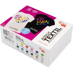 Fabric paints ROSA Heart set — 12 colors, 20 ml each