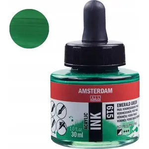 Acrylic Ink Bottle Artequipment Amsterdam Emerald Green 615 – 20–60 ml (pigmented artist ink)