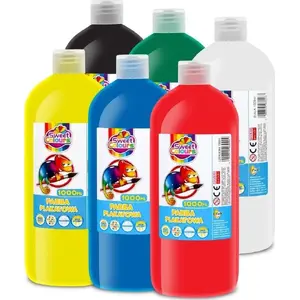 Krāsu pudeles Akson 1000 ml — plakātu krāsas, komplekts 6 krāsas
