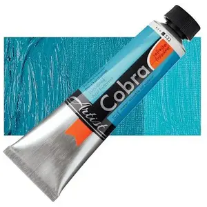 Artist water-mixable oil colour tube, Cobra — Turquoise Blue 522, 40 ml