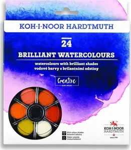 Akvareļu krāsas KOH-I-NOOR Brilliant — komplekts 24 apaļas krāsniņas (MPN 378045)