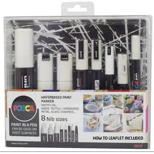 Marker set POSCA 8 white nib sizes — water-based pigment markers for arts and crafts