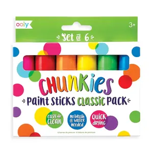 Krāsu marķieru komplekts Kolorowe Baloniki Chunkies Paint Sticks — 6 krāsas (zils, zaļš, oranžs, rozā, sarkans, dzeltens)
