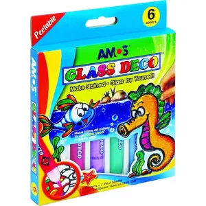 Stikla krāsas Glass Deco, Amos komplekts 6 krāsas (134302)