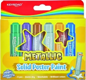 Plakātu krāsu zīmuļi PBS Connect KEYROAD metāliskie, komplekts 6 krāsas × 10 g