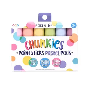 Paint marker set Ooly Chunkies Paint Sticks — 6-piece pack, hard paint, colors: Blue, Green, Orange, Pink, Purple, Yellow