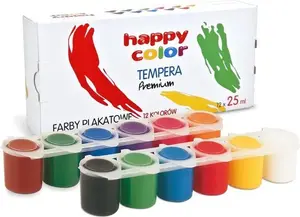 Plakātu tempera krāsu komplekts Happy Color Premium 12 krāsas pa 25 ml