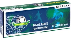 Krāsas STARPAK 12 krāsas x 20 ml — plakāta/temperas krāsas, futbola tēmas iepakojums