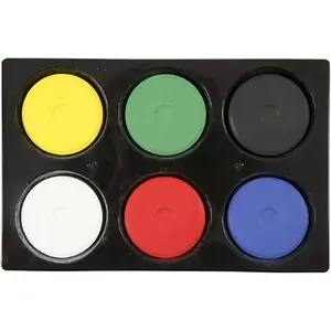 Ūdens bāzes krāsu paletes komplekts creativ company 34480 — 6 krāsas: melna, zila, zaļa, sarkana, balta, dzeltena