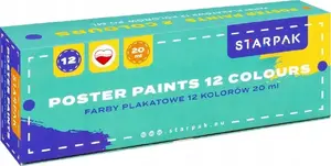 Krāsas STARPAK FARBY PLAK 12KOL 20 ml — 12 guašas krāsas, tūbiņas pa 20 ml, skolas komplekts