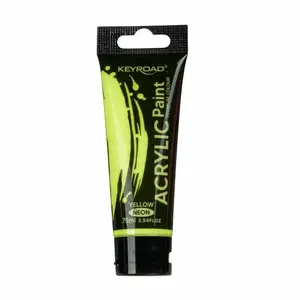 Akrila krāsa Keyroad KR972214 neona dzeltena 75 ml tūbiņa