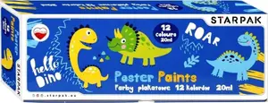 Krāsas STARPAK FARBY PLAK 12 krāsas 20 ml — plakatkrāsas, Dino dizains