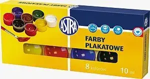Plakātu krāsu komplekts Astra — 8 krāsas, 10 ml tūbiņas