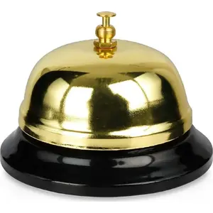 Reception Desk Bell Vilde Ori_569421 — Metal Hand Bell, Gold Finish, 8.5×6 cm